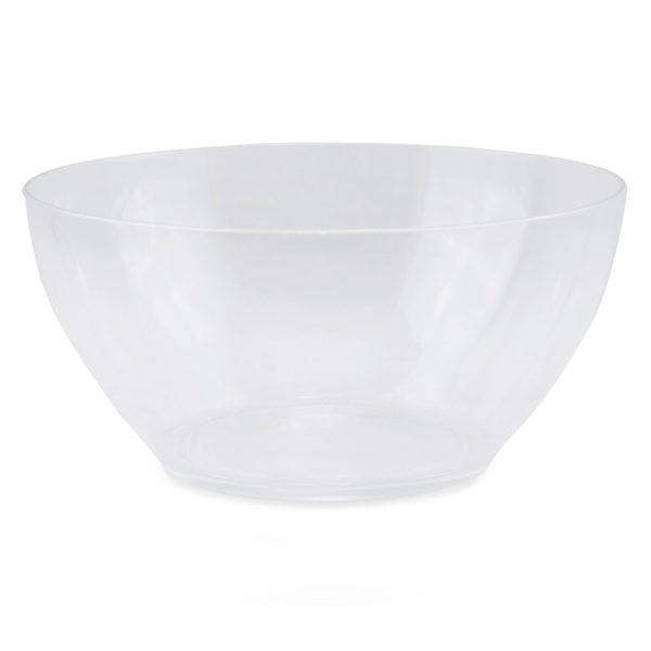 Clear plastic salad bowl.