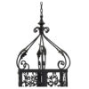 Black decorative wrought iron chandelier. 100cm high.